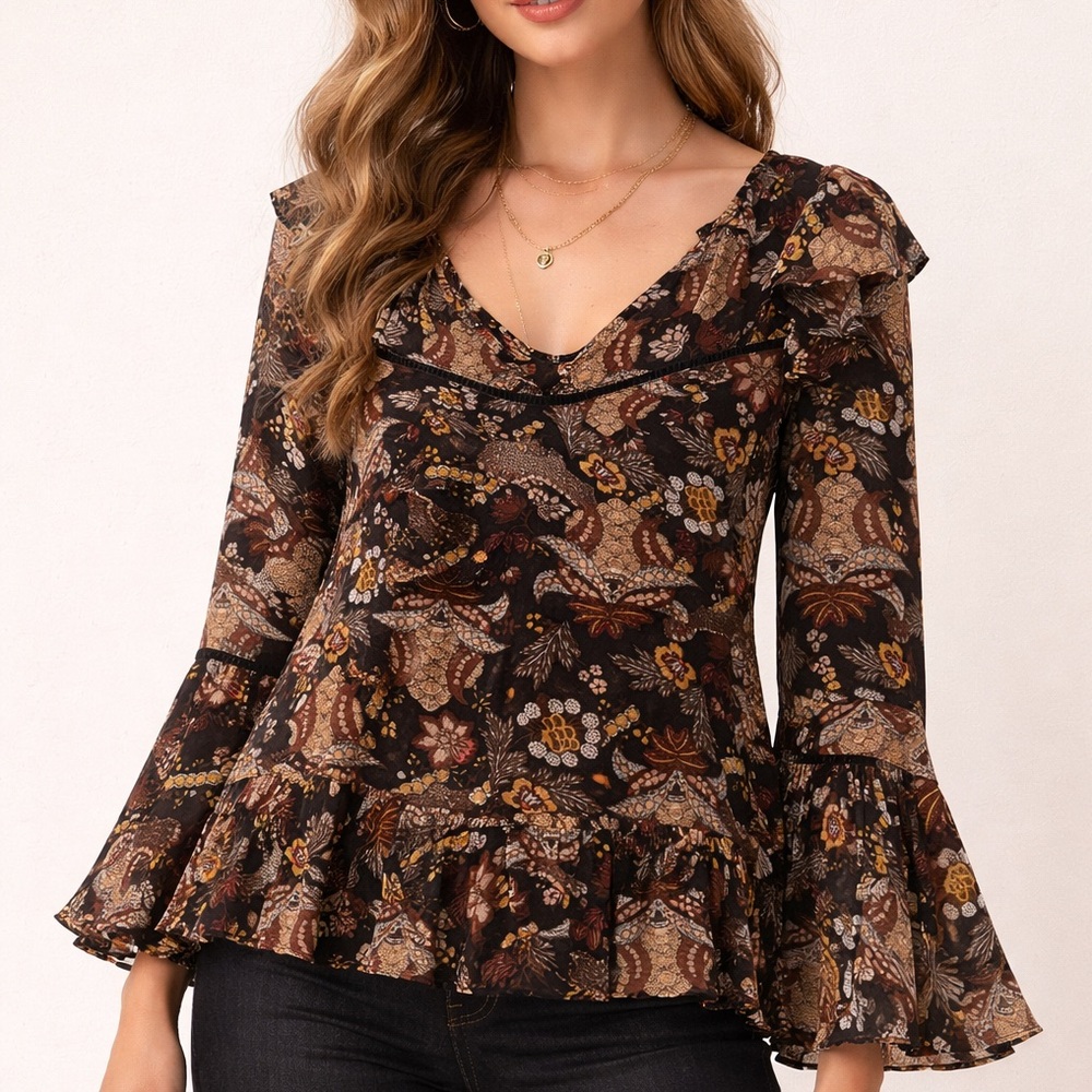 Allison New York Chic Floral Ruffle Blouse